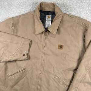 Vintage Carhartt Men's Detroit Canvas Jacket 2XL Blanket Lined Beige J146 SDL‎
